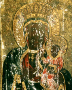 Lico obrazu w trakcie uzupełnień warstwy malarskiej