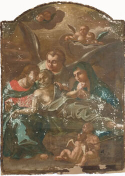 Lico obrazu w trakcie uzupełniania ubytków warstwy malarskiej