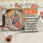 Ćwiczenia z techniki malarstwa na pergaminie z elementami złoceń . Praca studencka