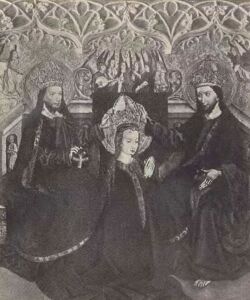 Zdjecie archiwalne XVI - wiecznego obrazu tablicowego: „Koronacja Najświętszej Matki Boskiej”, z kościoła p.w. Św. Walentego w Bieruniu