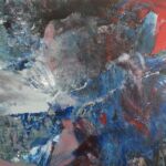 Ćwiczenia z malarstwa na industrialnym stalowym elemencie. Praca studencka.