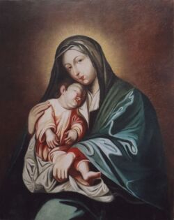 Kopia XVIII-wiecznego obrazu: „ Matka Boska Żorska”. Oryginał znajduje się w kościele p.w. Św. Apostołów Filipa i Jakuba w Żorach