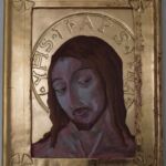 Ćwiczenia z techniki malarstwa temperowego na desce z elementami złoceń. Praca studencka