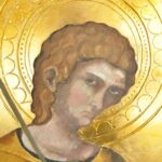 Ćwiczenia z techniki malarstwa temperowego na desce z elementami złoceń. Praca studencka