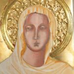 Ćwiczenia z techniki malarstwa temperowego na desce z elementami złoceń. Praca studencka