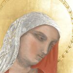 Ćwiczenia z techniki malarstwa temperowego na desce z elementami złoceń. Praca studencka