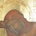 Ćwiczenia z techniki malarstwa temperowego na desce z elementami złoceń. Praca studencka