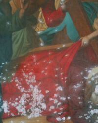 Lico obrazu. Stan podczas uzupełniania ubytków warstwy zaprawy