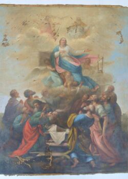 Lico obrazu. Stan przed konserwacją Lico obrazu. Stan przed konserwacją